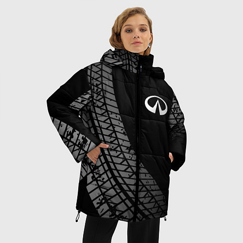 Женская зимняя куртка Infiniti tire tracks / 3D-Черный – фото 3