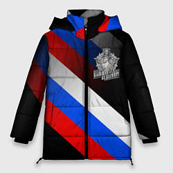 Куртка зимняя женская Пограничные войска - флаг РФ, цвет: 3D-черный