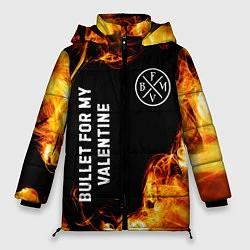 Куртка зимняя женская Bullet For My Valentine и пылающий огонь, цвет: 3D-черный