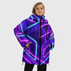 Куртка зимняя женская Светящиеся разноцветные полосы, цвет: 3D-черный — фото 2