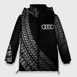 Куртка зимняя женская Audi tire tracks, цвет: 3D-черный
