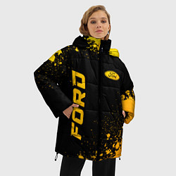 Куртка зимняя женская Ford - gold gradient: надпись, символ, цвет: 3D-черный — фото 2