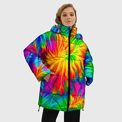 Куртка зимняя женская Тай-дай кислотные краски, цвет: 3D-красный — фото 2