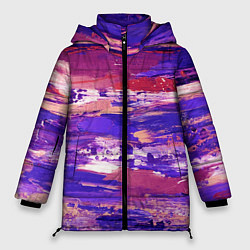 Куртка зимняя женская Масляные краски сине-розовый, цвет: 3D-черный