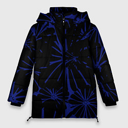 Куртка зимняя женская Абстракция цветы сине-черный, цвет: 3D-черный