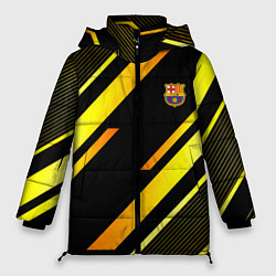 Куртка зимняя женская ФК Барселона эмблема, цвет: 3D-черный