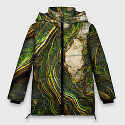 Куртка зимняя женская Текстура зелёного мрамора, цвет: 3D-светло-серый
