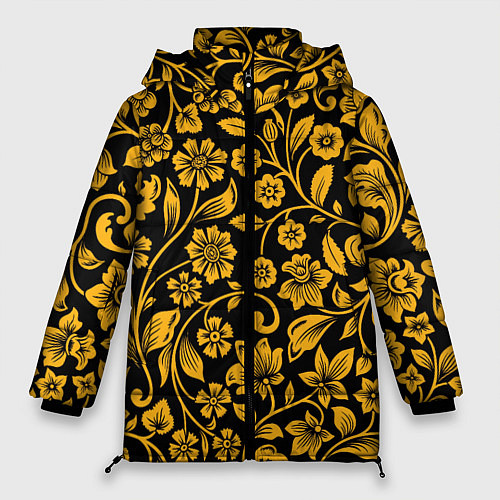 Женская зимняя куртка Золотая хохлома / 3D-Красный – фото 1