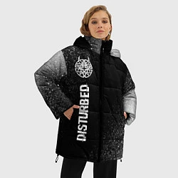 Куртка зимняя женская Disturbed glitch на темном фоне: по-вертикали, цвет: 3D-черный — фото 2
