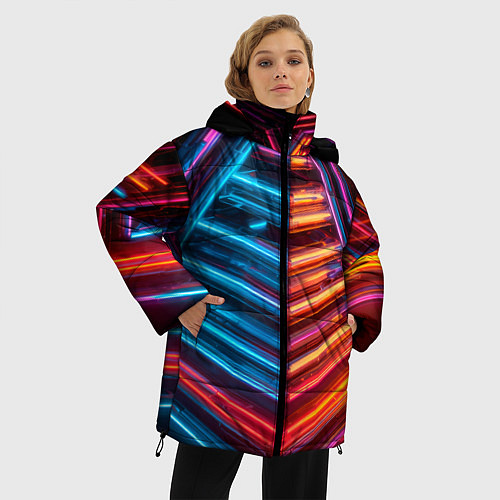 Женская зимняя куртка Неоновые трубы / 3D-Черный – фото 3