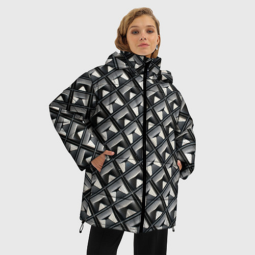 Женская зимняя куртка Текстура металла / 3D-Черный – фото 3