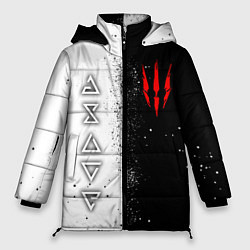 Куртка зимняя женская Ведьмак - знаки, цвет: 3D-черный