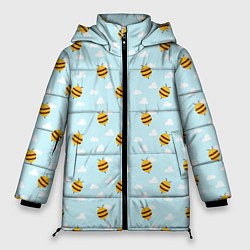 Куртка зимняя женская Паттерн облака и пчелы, цвет: 3D-черный