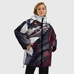Куртка зимняя женская Волк в полнолуние, цвет: 3D-черный — фото 2