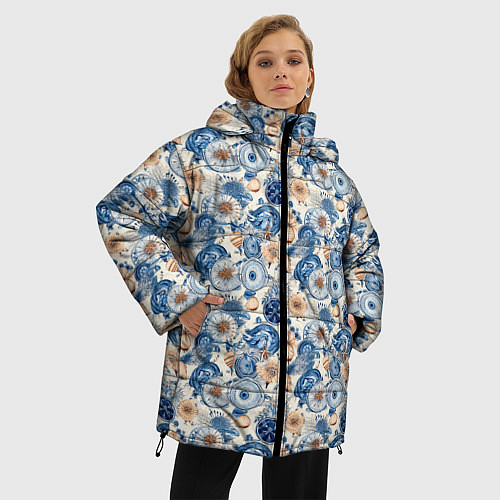 Женская зимняя куртка Морской компас / 3D-Черный – фото 3