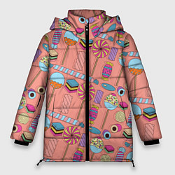 Куртка зимняя женская Сладкие конфетки, цвет: 3D-черный