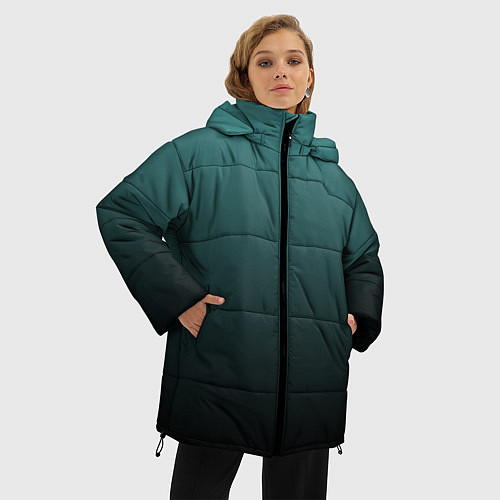 Женская зимняя куртка Градиент зелено-черный / 3D-Черный – фото 3