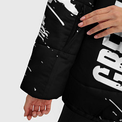 Куртка зимняя женская Green Day и рок символ на темном фоне, цвет: 3D-черный — фото 2