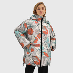 Куртка зимняя женская Птички и маки, цвет: 3D-светло-серый — фото 2