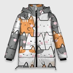 Куртка зимняя женская Семья котиков, цвет: 3D-светло-серый