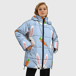 Куртка зимняя женская Зайчики и морковки, цвет: 3D-красный — фото 2