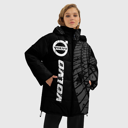 Женская зимняя куртка Volvo speed на темном фоне со следами шин: по-верт / 3D-Черный – фото 3