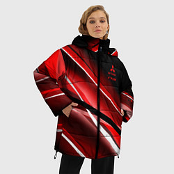 Куртка зимняя женская Mitsubishi emblem Митсубиши, цвет: 3D-черный — фото 2