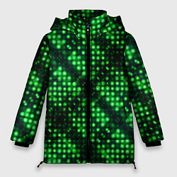 Куртка зимняя женская Яркие зеленые точки, цвет: 3D-черный