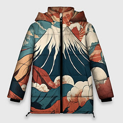 Куртка зимняя женская Ретро Фудзияма, цвет: 3D-черный