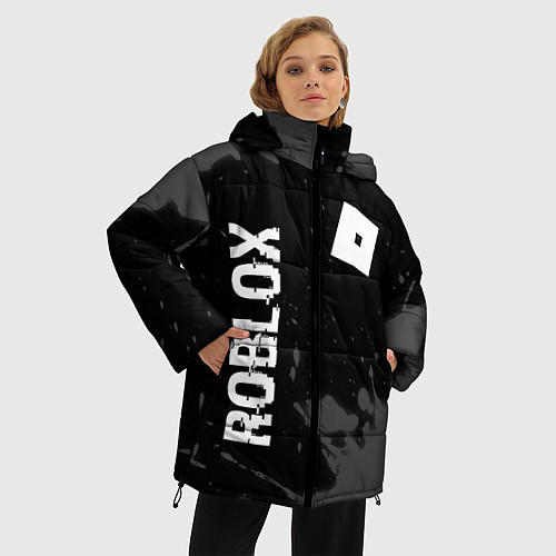 Женская зимняя куртка Roblox glitch на темном фоне: надпись, символ / 3D-Черный – фото 3
