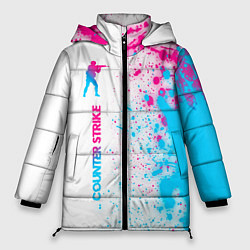 Куртка зимняя женская Counter Strike neon gradient style: по-вертикали, цвет: 3D-черный