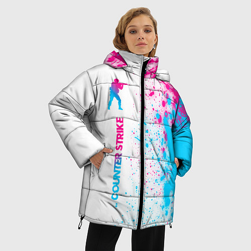 Женская зимняя куртка Counter Strike neon gradient style: по-вертикали / 3D-Черный – фото 3