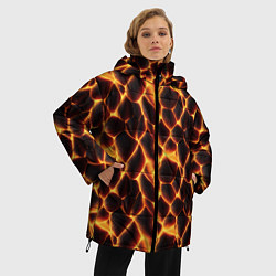 Куртка зимняя женская Раскалённые камни лавы, цвет: 3D-черный — фото 2