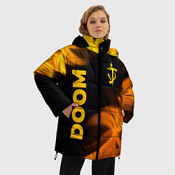 Куртка зимняя женская Doom - gold gradient: надпись, символ, цвет: 3D-черный — фото 2