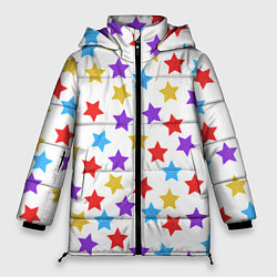Куртка зимняя женская Разноцветные звезды, цвет: 3D-красный