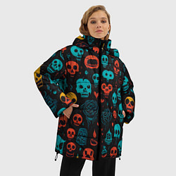Куртка зимняя женская Skull party, цвет: 3D-красный — фото 2