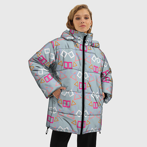 Женская зимняя куртка Калейдоскоп фигур / 3D-Светло-серый – фото 3