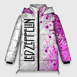 Куртка зимняя женская Led Zeppelin rock legends: по-вертикали, цвет: 3D-черный