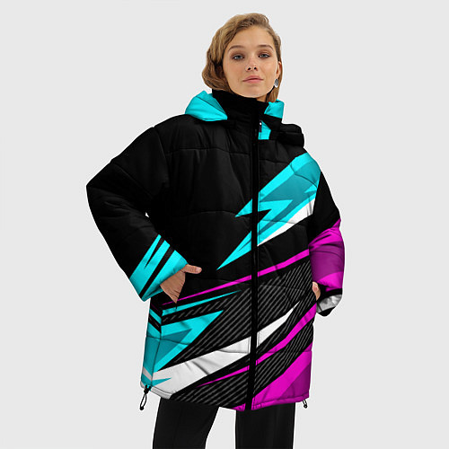 Женская зимняя куртка Спорт униформа - неон / 3D-Черный – фото 3