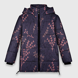 Куртка зимняя женская Розовые веточки, цвет: 3D-светло-серый