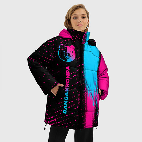 Женская зимняя куртка Danganronpa - neon gradient: по-вертикали / 3D-Черный – фото 3