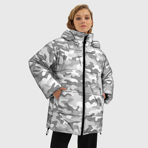 Женская зимняя куртка Камуфляж серый / 3D-Черный – фото 3