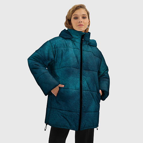 Женская зимняя куртка Синие туманные камешки / 3D-Черный – фото 3