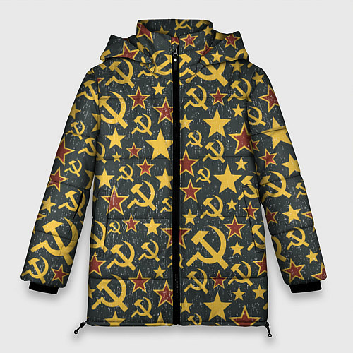 Женская зимняя куртка Серп и Молот - СССР / 3D-Красный – фото 1