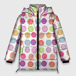 Куртка зимняя женская Цветные кружочки, цвет: 3D-красный