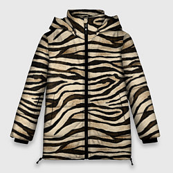 Куртка зимняя женская Шкура зебры и белого тигра, цвет: 3D-черный