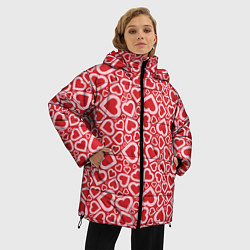 Куртка зимняя женская Любовь - сердечки, цвет: 3D-красный — фото 2