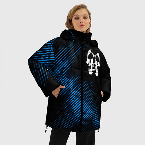 Женская зимняя куртка Deftones звуковая волна / 3D-Черный – фото 3