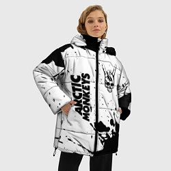 Куртка зимняя женская Arctic Monkeys и рок символ на светлом фоне, цвет: 3D-черный — фото 2