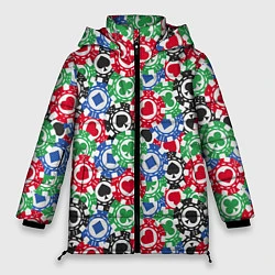 Куртка зимняя женская Фишки, Ставки, Покер, цвет: 3D-светло-серый